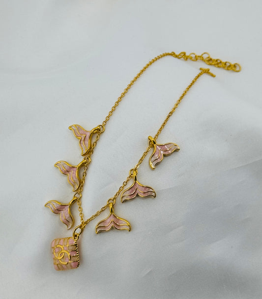 24k Solid Gold Ladies Simple Anklet GA28