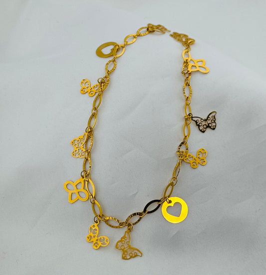 21k Solid Gold Ladies Simple Anklet GA30