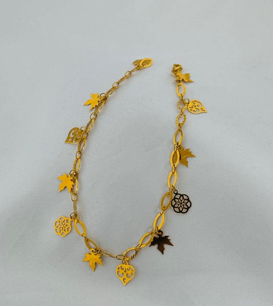 21k Solid Gold Ladies Simple Anklet GA32