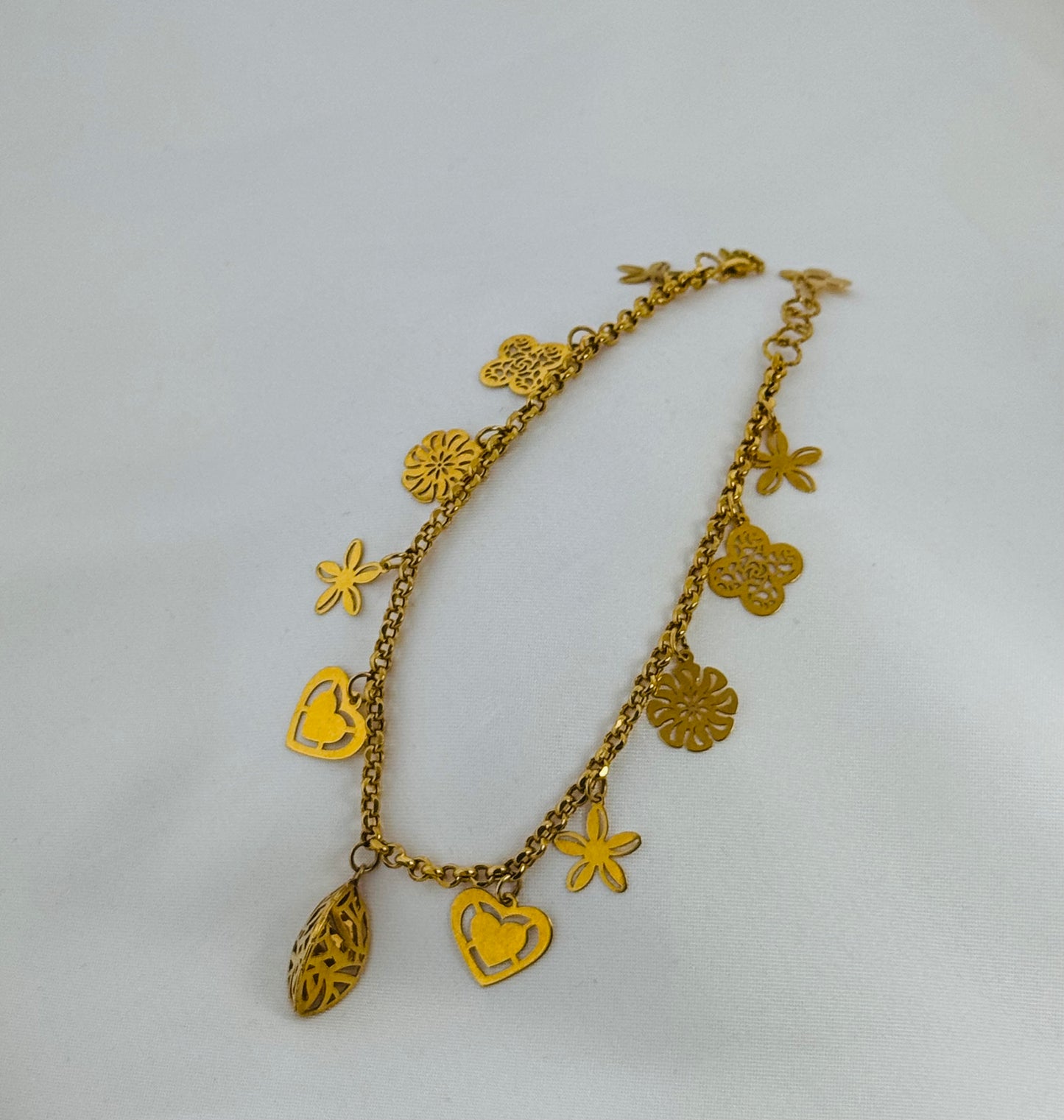 21k Solid Gold Ladies Simple Anklet GA34