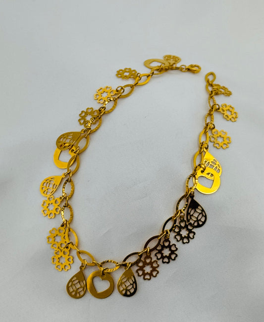 21k Solid Gold Ladies Simple Anklet GA37