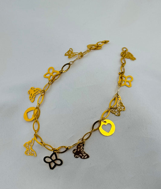 21k Solid Gold Ladies Simple Anklet GA38