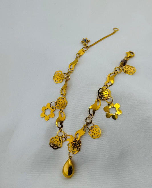 21k Solid Gold Ladies Simple Anklet GA41
