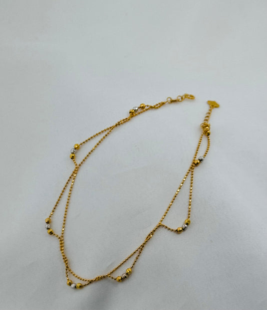 18k Solid Gold Ladies Simple Anklet GA42