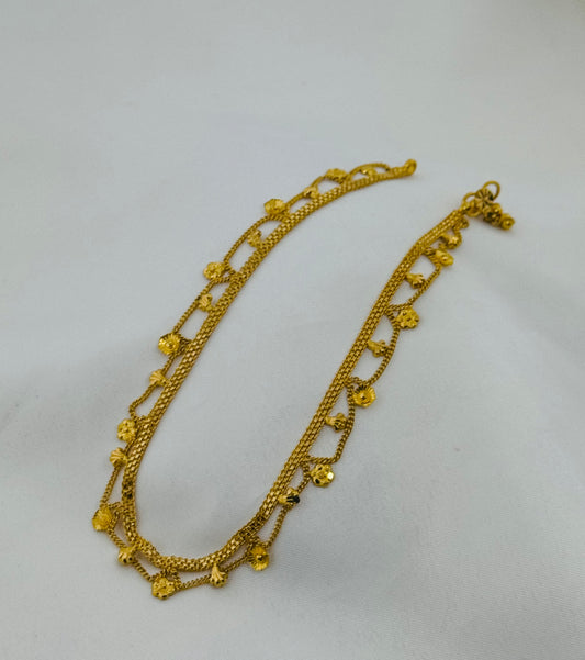22k Solid Gold Ladies Simple Anklet GA45