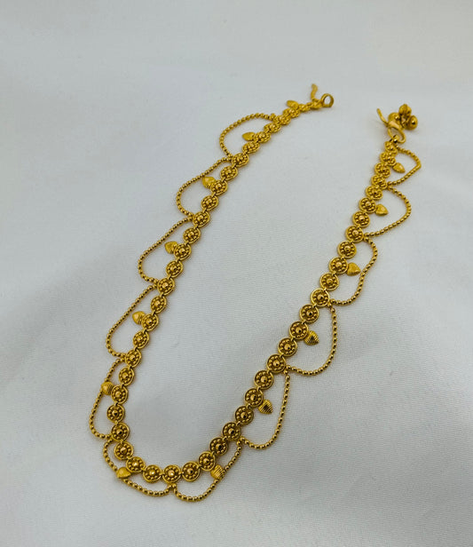 22k Solid Gold Ladies Simple Anklet GA48