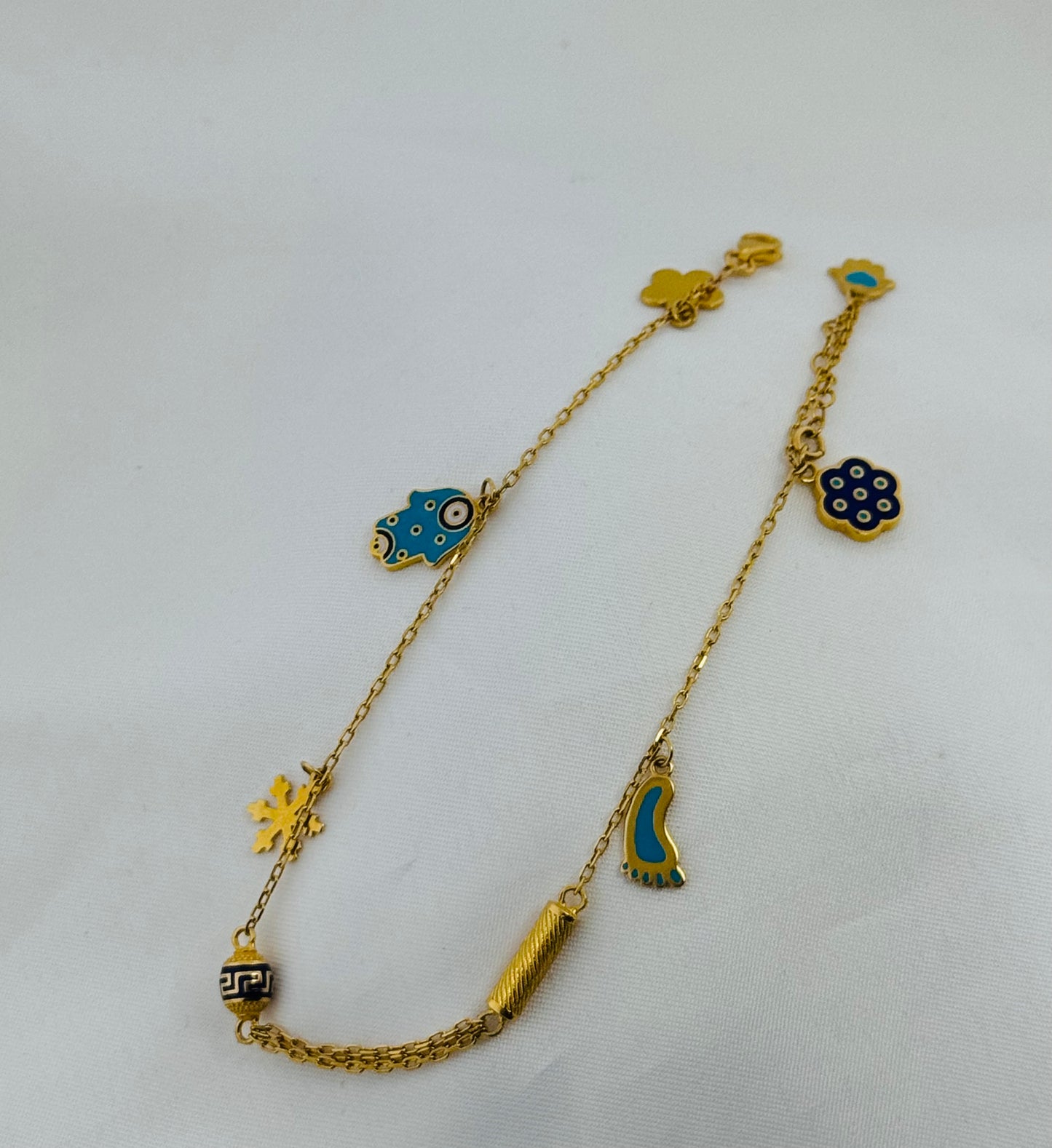 22k Solid Gold Ladies Simple Anklet GA49