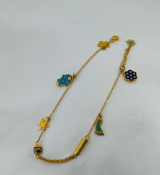 22k Solid Gold Ladies Simple Anklet GA49