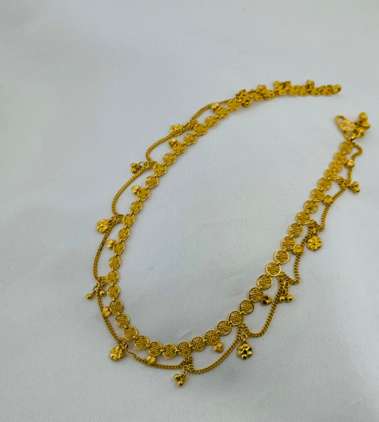 22k Solid Gold Ladies Simple Anklet GA52