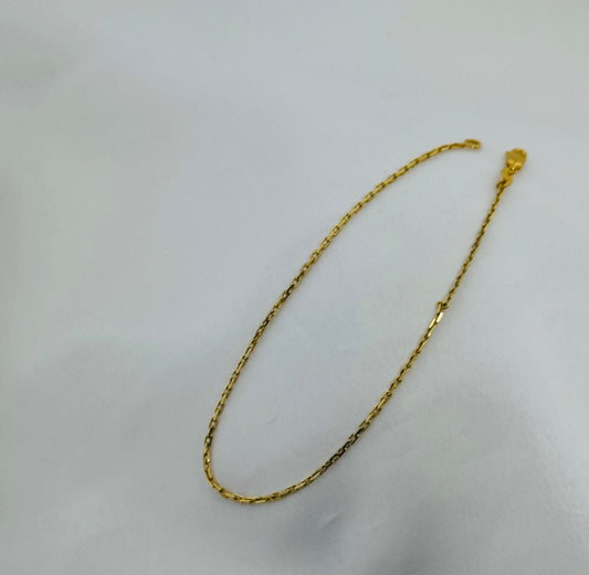 22k Solid Gold Ladies Simple Anklet GA53
