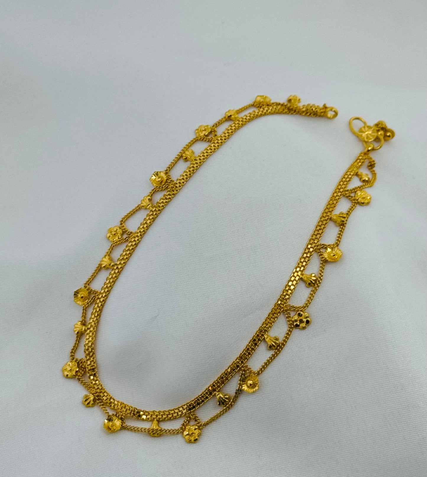 22k Solid Gold Ladies Simple Anklet GA54