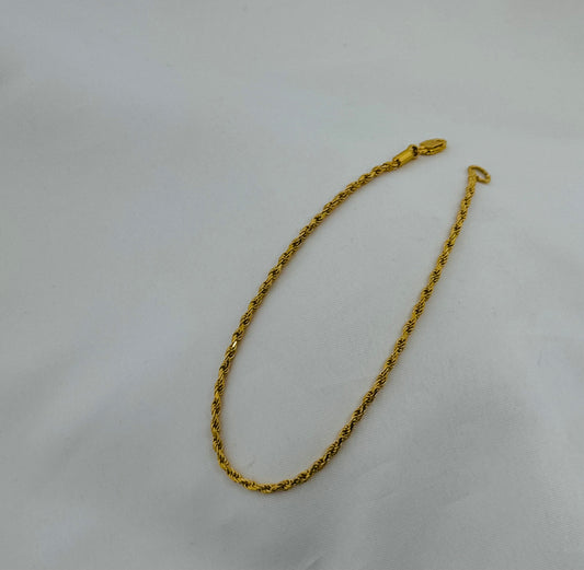 22k Solid Gold Ladies Simple Anklet GA59