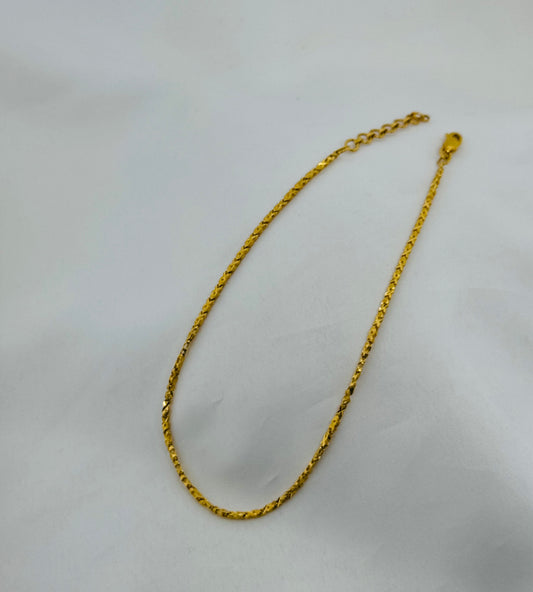 21k Solid Gold Ladies Simple Anklet GA61