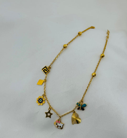 21k Solid Gold Ladies Simple Anklet GA63