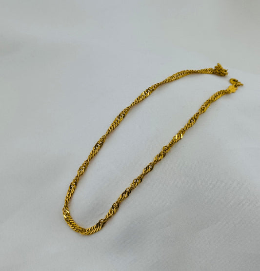 21k Solid Gold Ladies Simple Anklet GA64