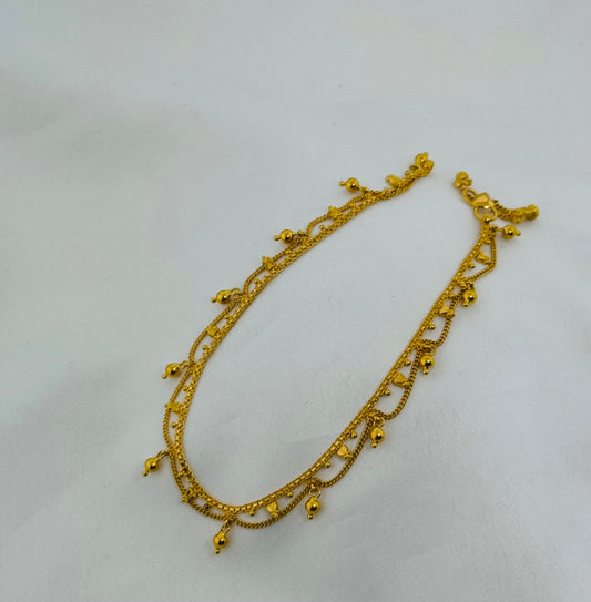 22k Solid Gold Ladies Simple Anklet GA70