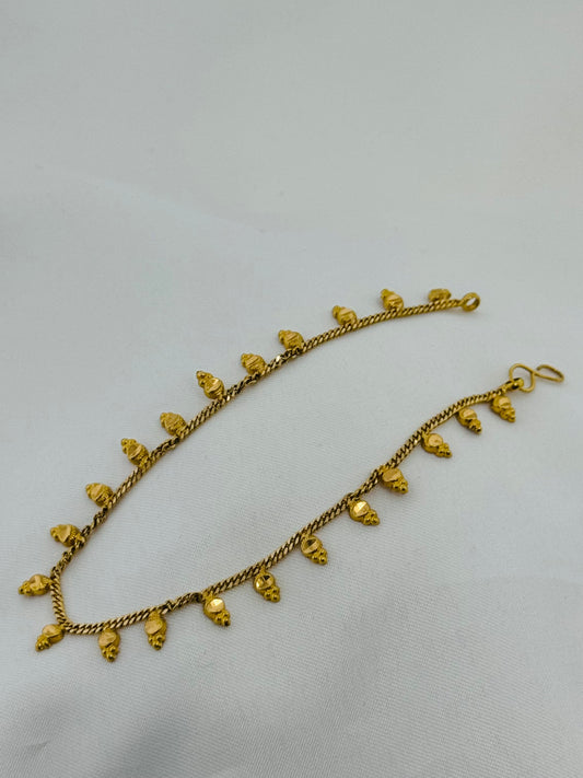 21k Solid Gold Ladies Simple Anklet GA74