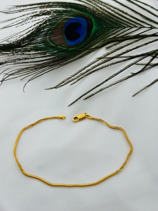 22k Solid Gold Ladies Simple Anklet GA75