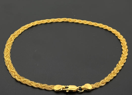 22k Solid Gold Ladies Simple Anklet GA80
