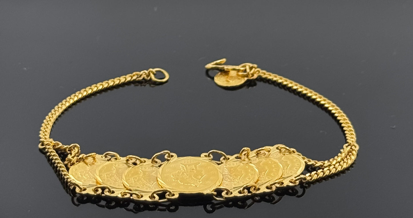 22k Solid Gold Ladies Simple Bracelet GB325