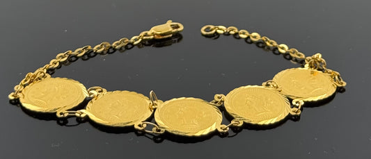 22k Solid Gold Ladies Simple Bracelet GB413