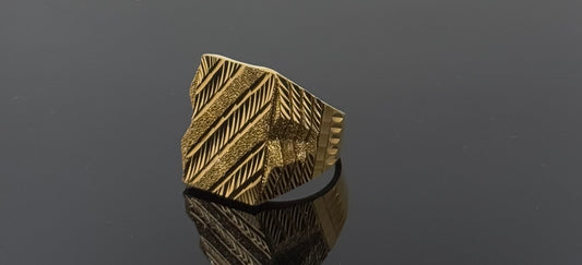 22k Elegant Men Geometric Signet Ring gr1278