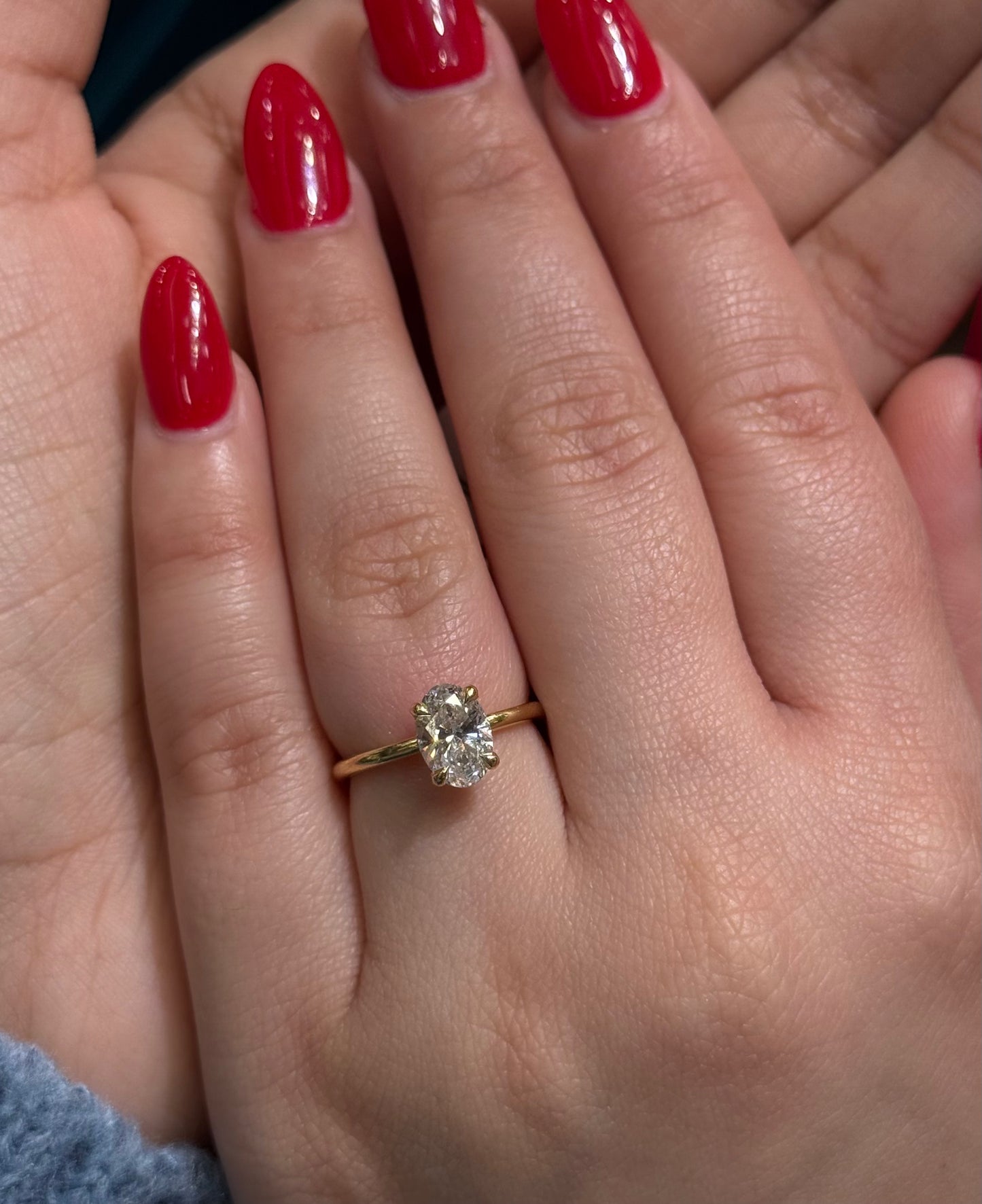 Natural Oval Solitaire Diamond Ring Dr420