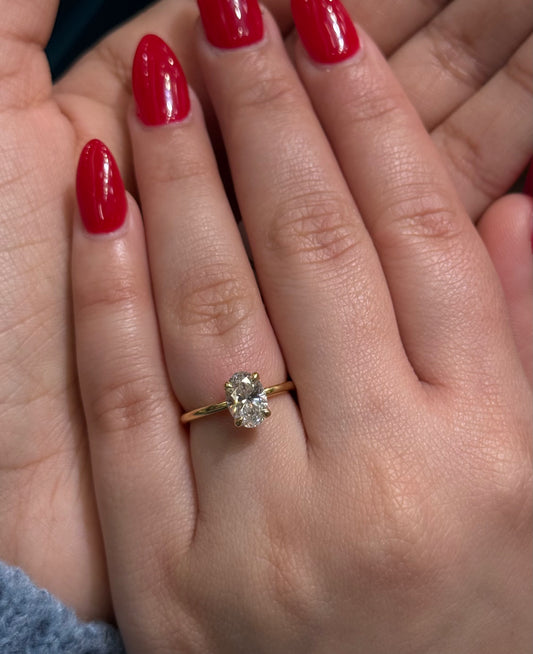 Natural Oval Solitaire Diamond Ring Dr420