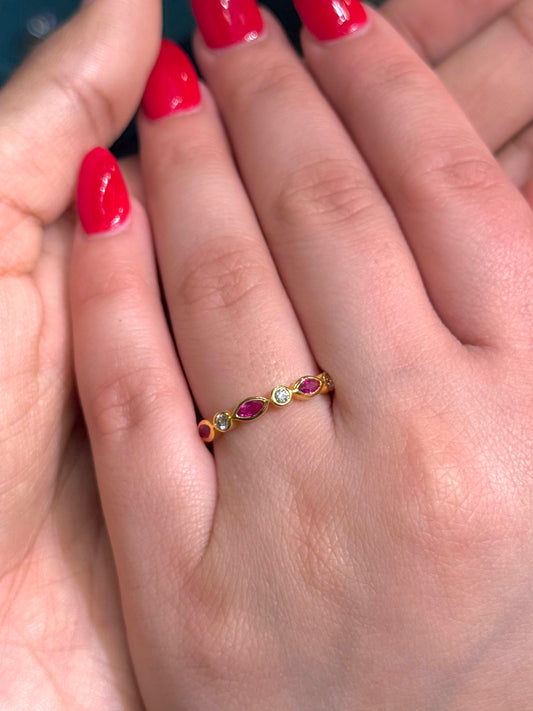 Natural Diamond Ring with Ruby DR114