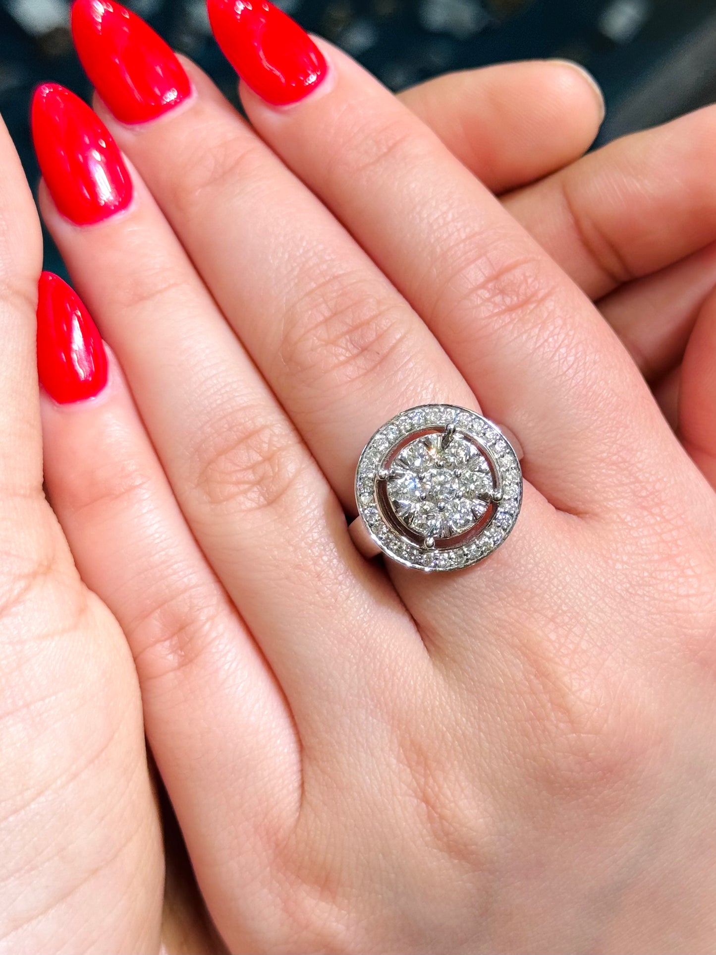 Natural Diamond Cluster Ring DR175