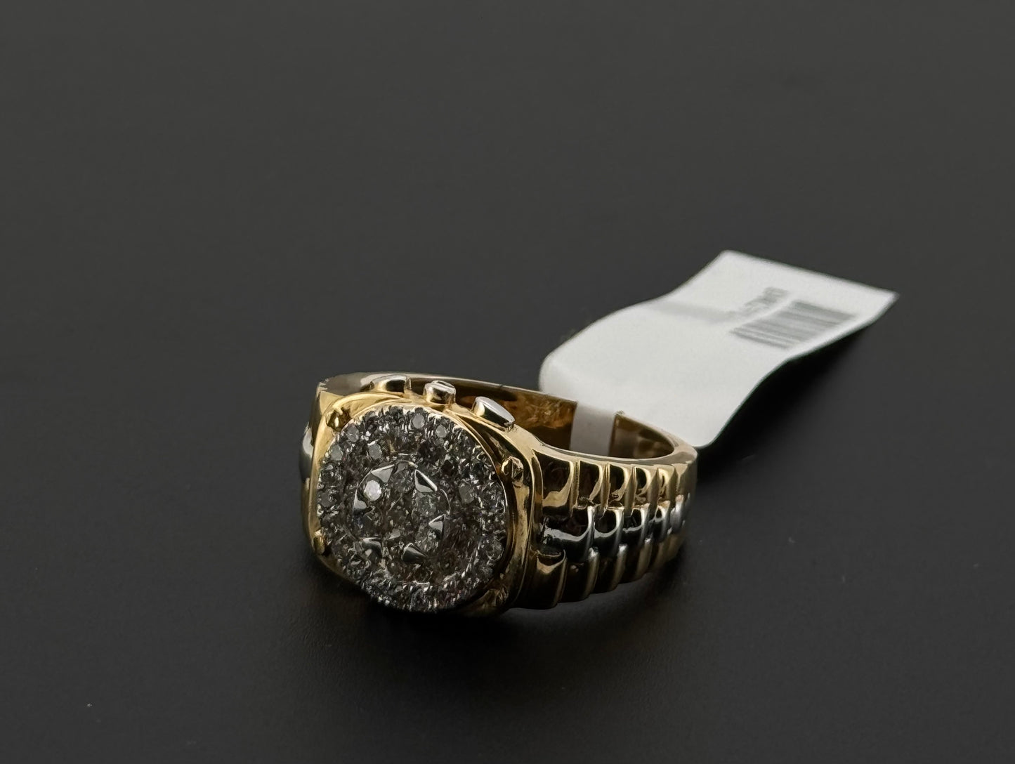 Natural Diamond Men Round Signet Ring DR291
