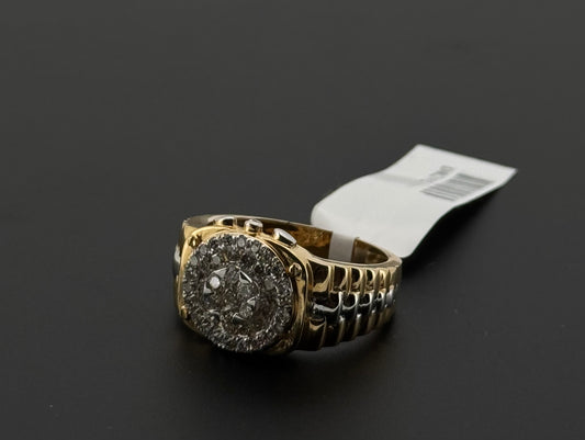 Natural Diamond Men Round Signet Ring DR291