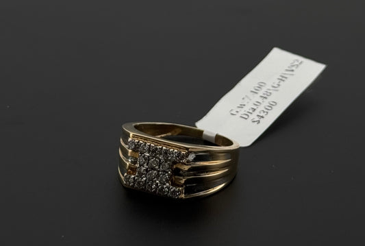 Natural Diamond Men Signet Ring DR374