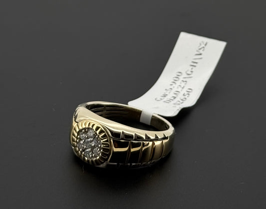 Natural Diamond Men Round Signet Ring DR293