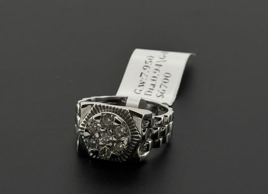 Natural Diamond Men Round Signet Ring DR288