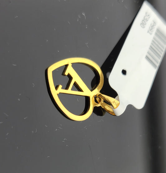 22K Solid Gold Letter Pendant P1130