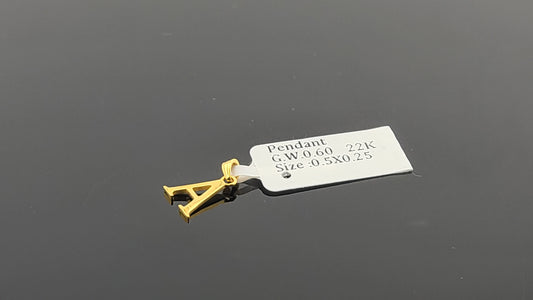 22K Solid Gold Letter Pendant P1528