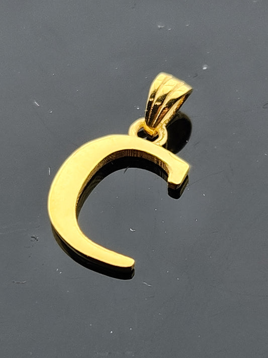 22K Solid Gold Letter Pendant P1542