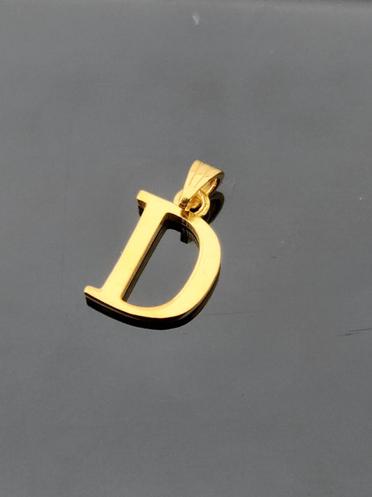 22K Solid Gold Letter Pendant P1564