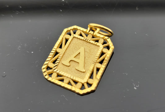22K Solid Gold Letter Pendant P1628
