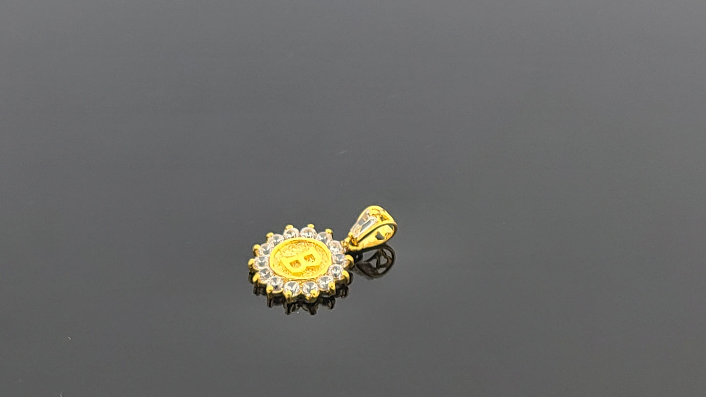 22K Solid Gold Letter Pendant P1637