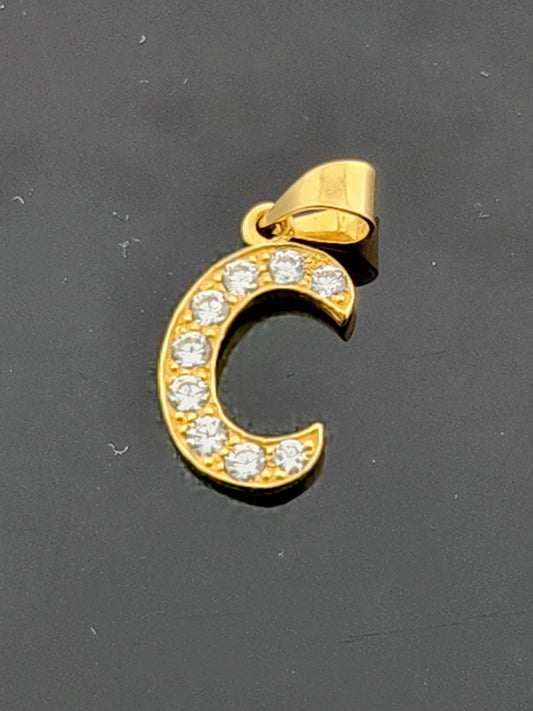 22K Solid Gold Letter Pendant P1659