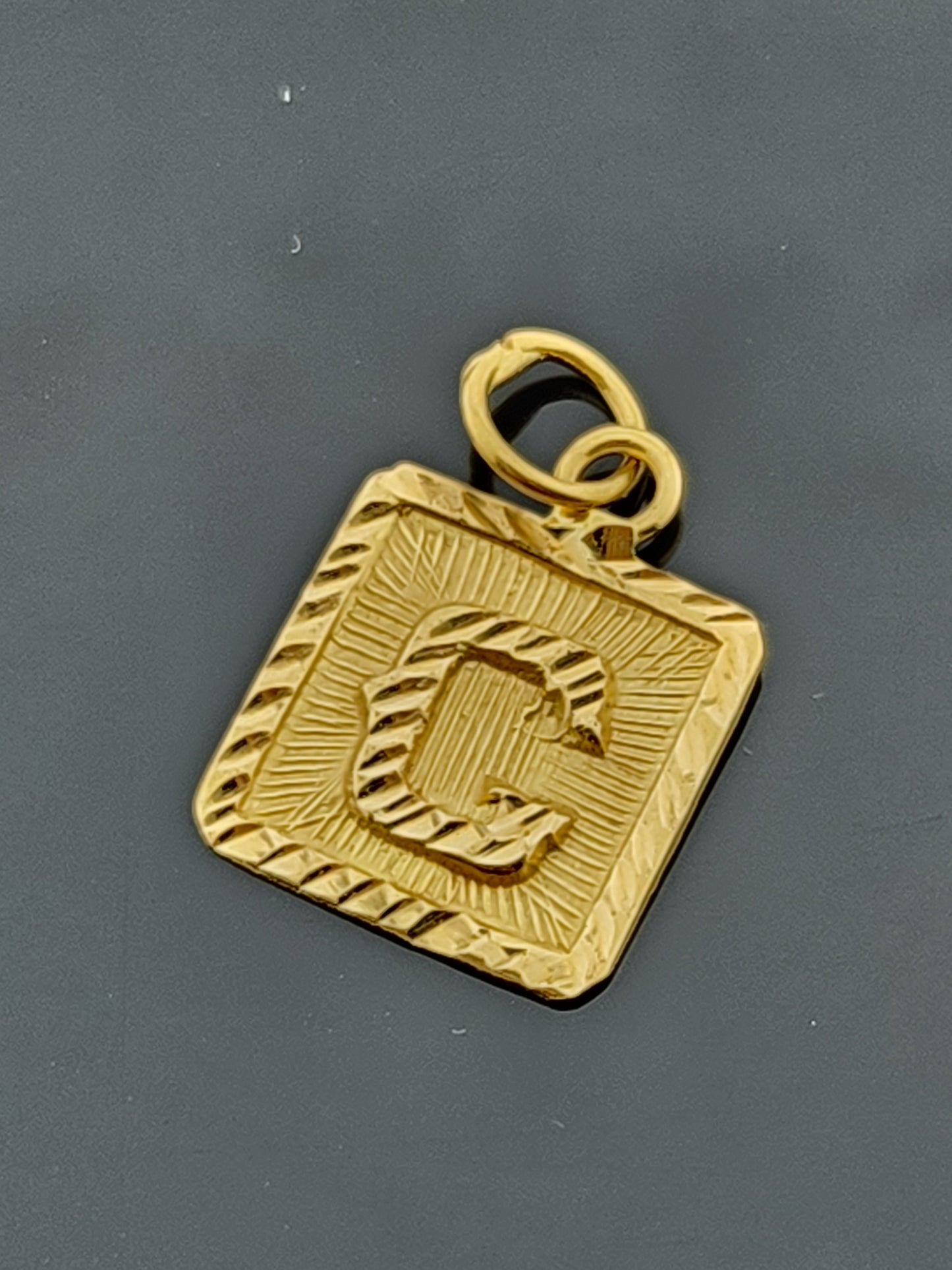 22K Solid Gold Letter Pendant P1661