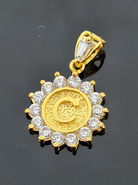 22K Solid Gold Letter Pendant P1663