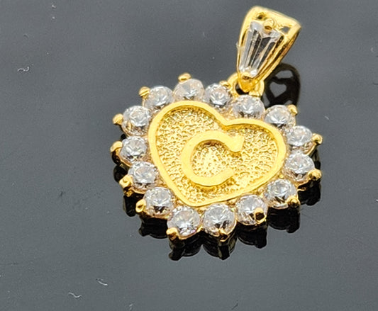 22K Solid Gold Letter Pendant P1667