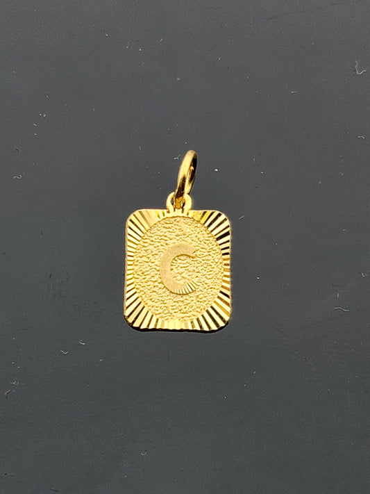 22K Solid Gold Letter Pendant P1668