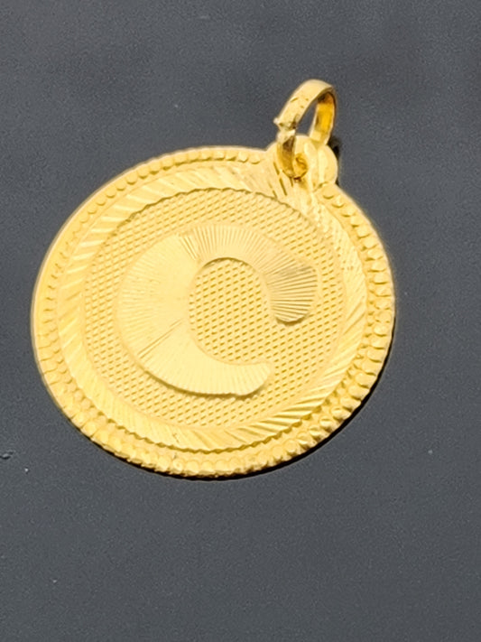 22K Solid Gold Letter Pendant P1672