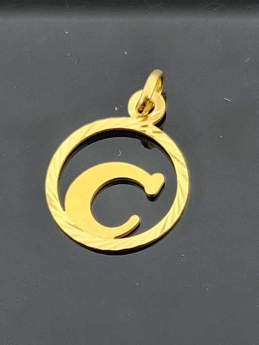 18K Solid Gold Letter Pendant P1684