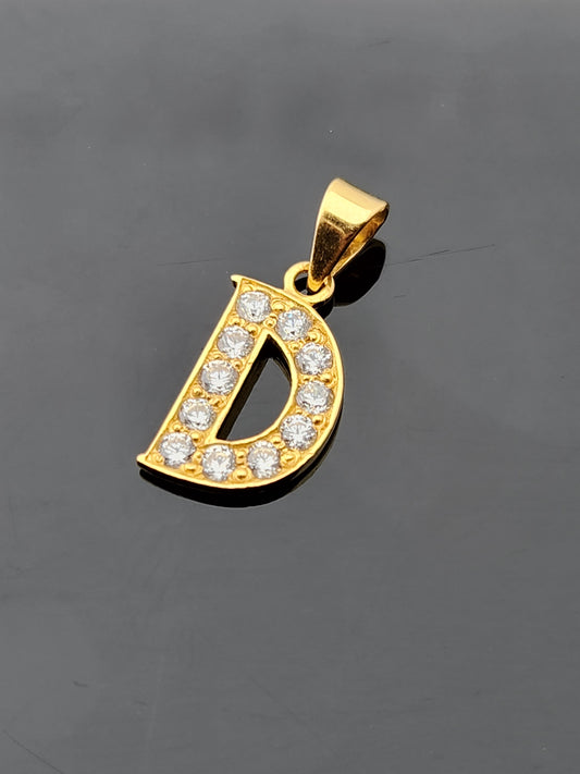 22K Solid Gold Letter Pendant P1685