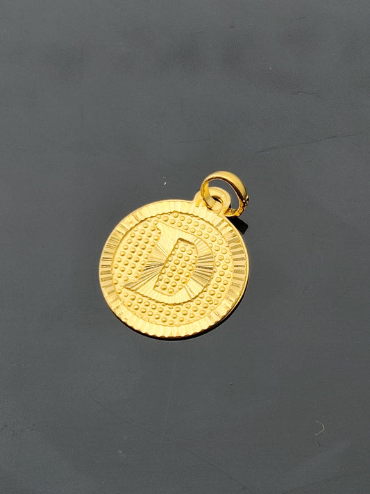 22K Solid Gold Letter Pendant P1687